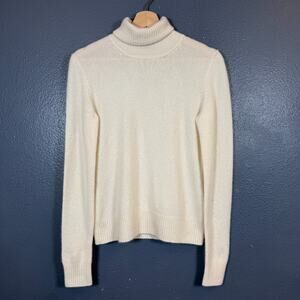 Loro Piano 42 women’s 100% CASHMERE beige long neck vintage sweater golf